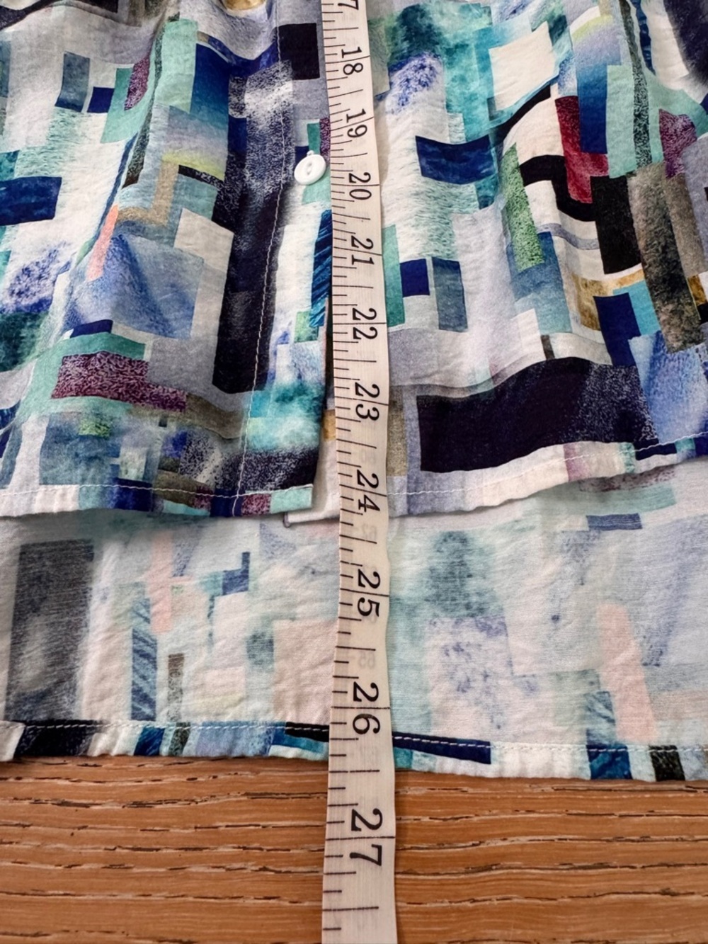 Sleeveless Button-Front Collared Top in Multicolor Blue Print Sz S - Picture 10 of 12